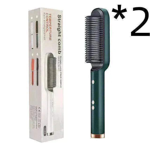 2-In-1 Hair Straightener Hot Comb - Dual-Use Rotating Electric Brush