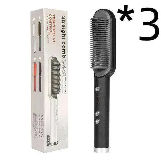 2-In-1 Hair Straightener Hot Comb - Dual-Use Rotating Electric Brush