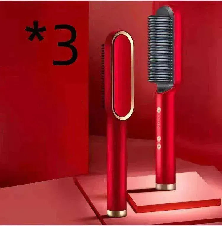 2-In-1 Hair Straightener Hot Comb - Dual-Use Rotating Electric Brush