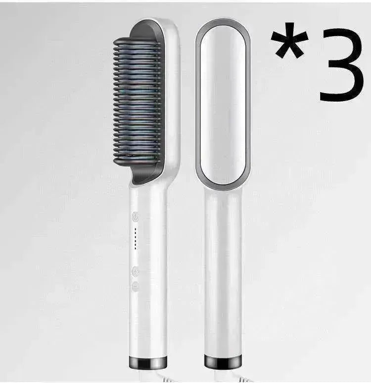 2-In-1 Hair Straightener Hot Comb - Dual-Use Rotating Electric Brush