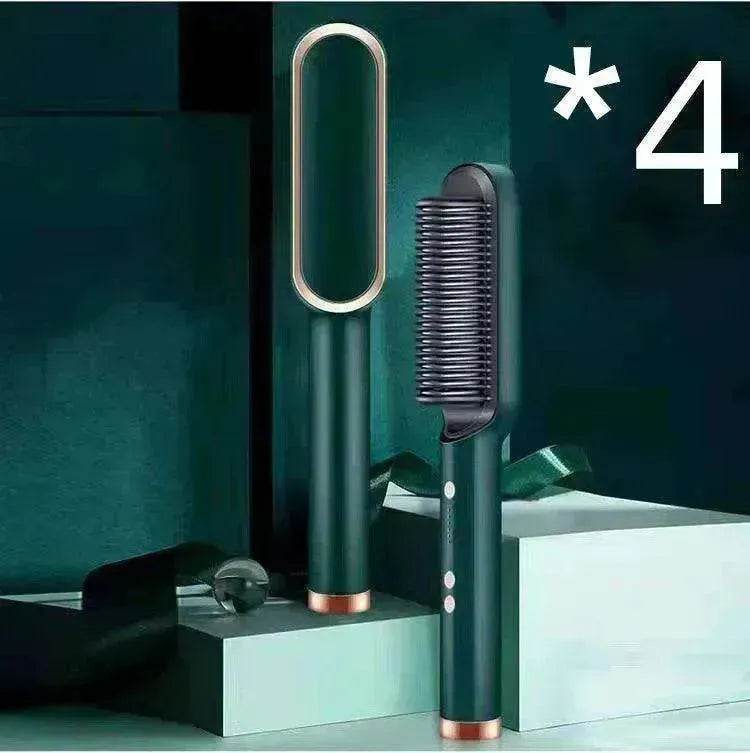 2-In-1 Hair Straightener Hot Comb - Dual-Use Rotating Electric Brush