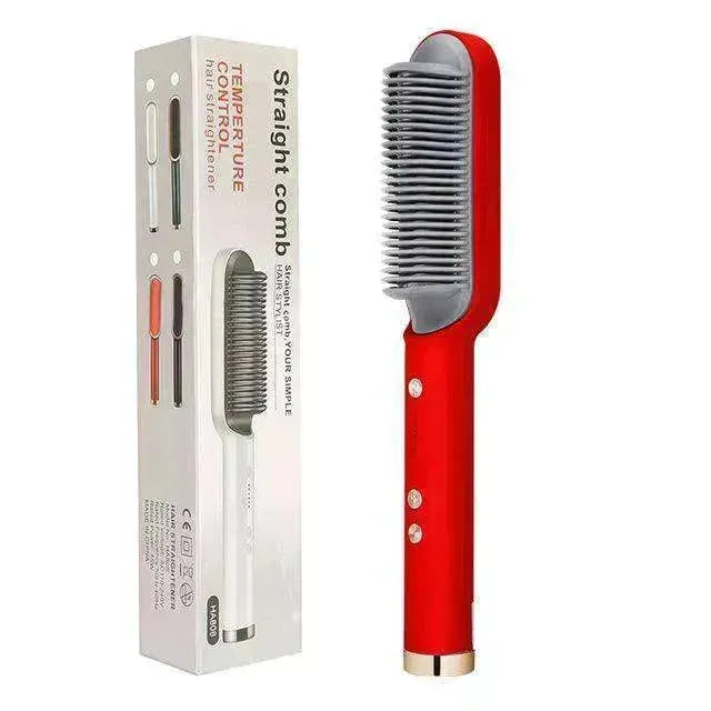 2-In-1 Hair Straightener Hot Comb - Dual-Use Rotating Electric Brush