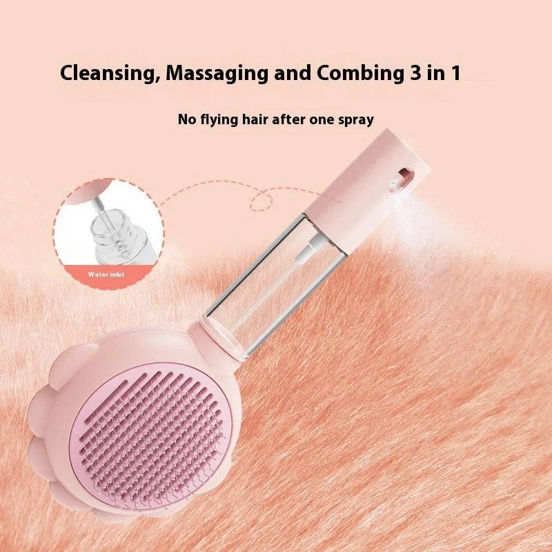 2-in-1 Self-Cleaning Pet Spray Grooming Brush – Dog & Cat Hair Remover Comb