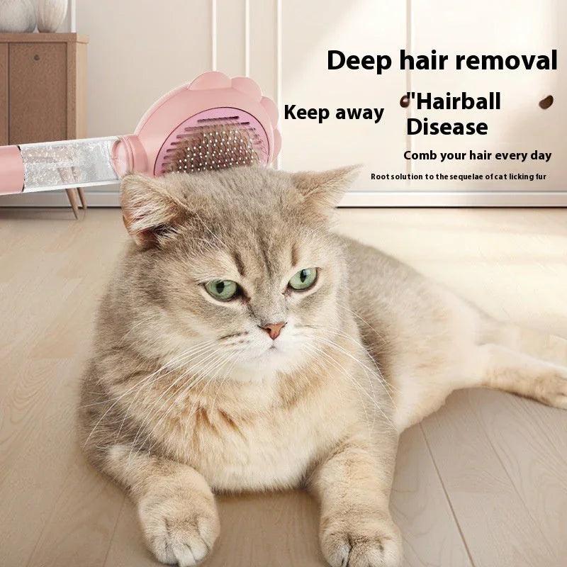2-in-1 Self-Cleaning Pet Spray Grooming Brush – Dog & Cat Hair Remover Comb