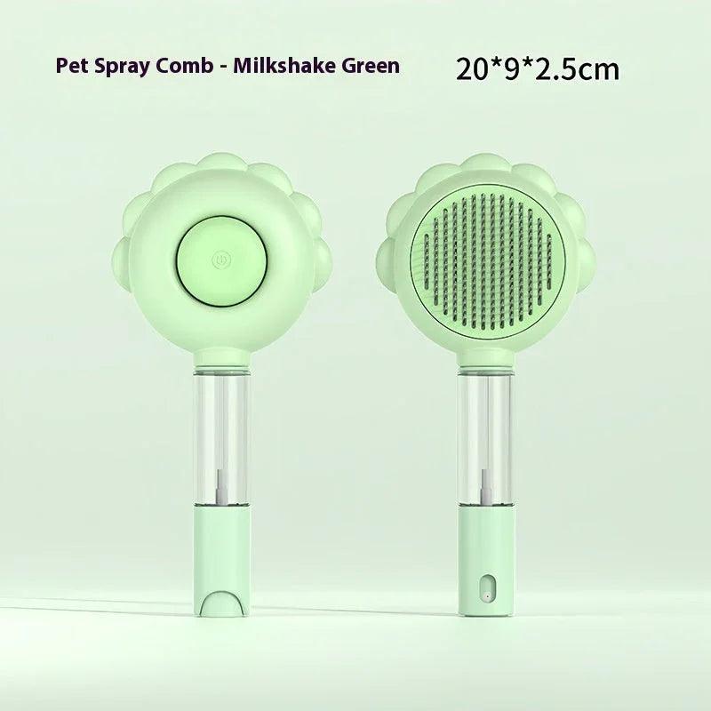 2-in-1 Self-Cleaning Pet Spray Grooming Brush – Dog & Cat Hair Remover Comb