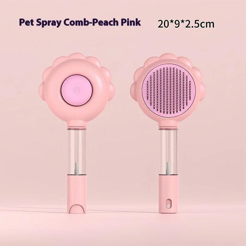 2-in-1 Self-Cleaning Pet Spray Grooming Brush – Dog & Cat Hair Remover Comb