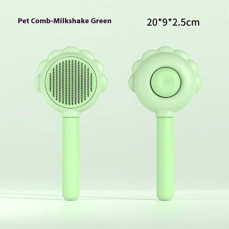 2-in-1 Self-Cleaning Pet Spray Grooming Brush – Dog & Cat Hair Remover Comb