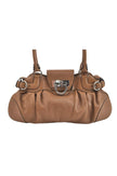 Salvatore Ferragamo Gancini Leather Shoulder Hand Bag Brown 7570K