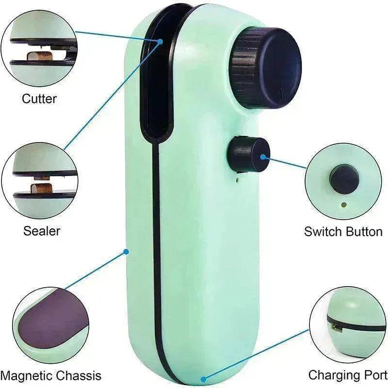 2-in-1 Mini Bag Sealer & Cutter: Rechargeable Heat Seal