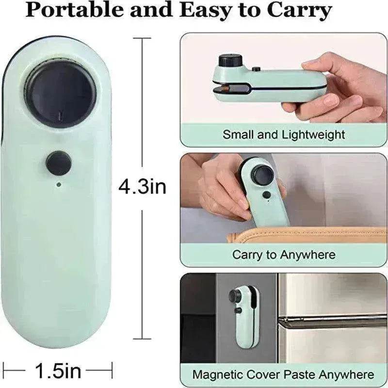2-in-1 Mini Bag Sealer & Cutter: Rechargeable Heat Seal