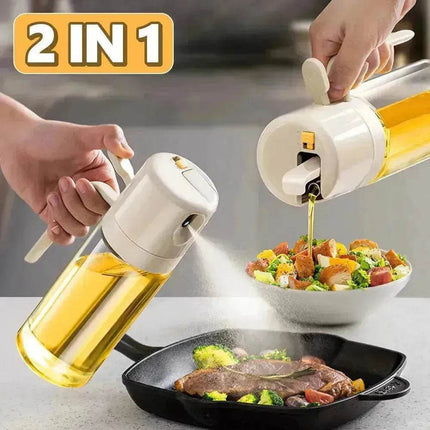 2-in-1 Oil Sprayer and Pourer Bottle, 550ml Soda-Lime Glass, Auto Tilt-Open, Spray and Pour Modes