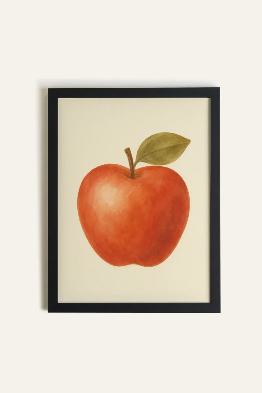 POMME ROUGE, Oeuvre sur toile rigide, encadré Noir (collective)
