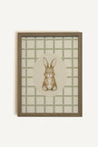 COUNTRY BUNNY, Oeuvre sur toile rigide, encadré brun chêne (collective)