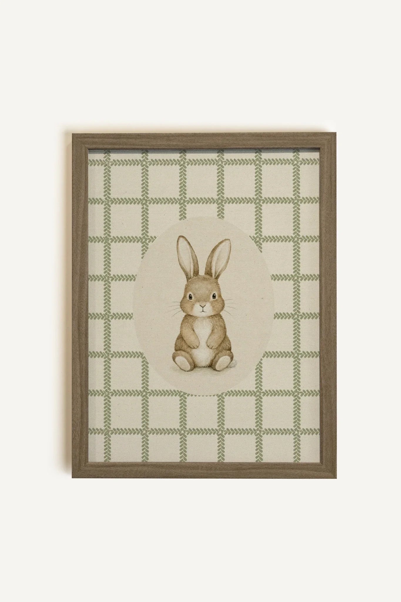 COUNTRY BUNNY, Oeuvre sur toile rigide, encadré brun chêne (collective)