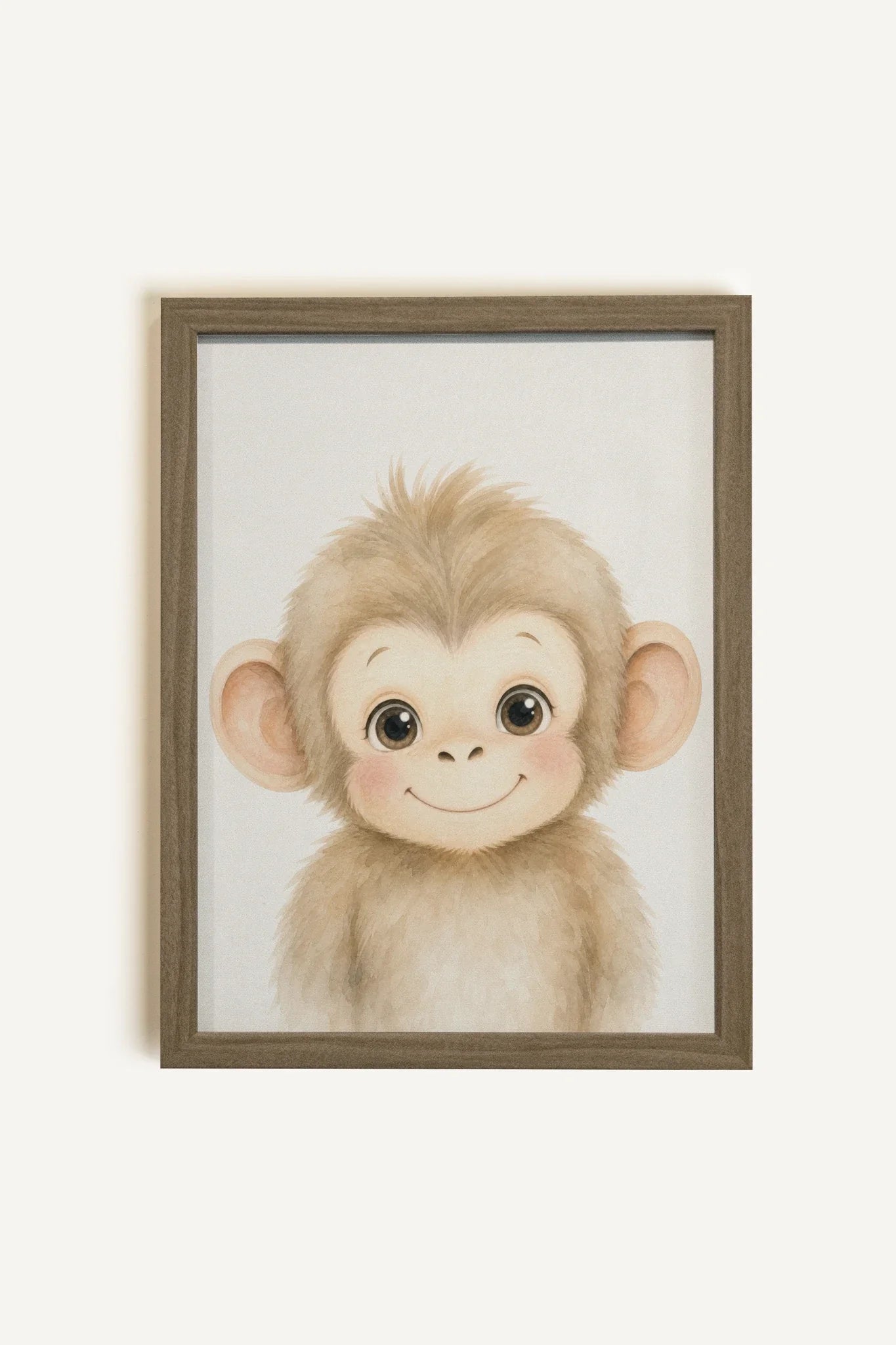 PETIT SINGE, Oeuvre sur toile rigide, encadré brun chêne (collective)