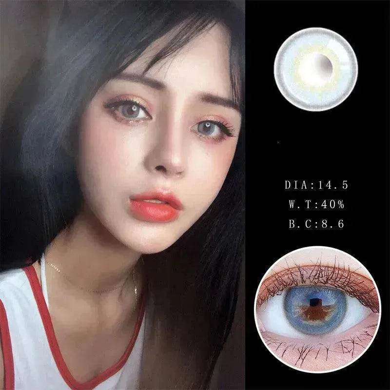 2 pieces Annual throw Russian girl blue color contacts lenses