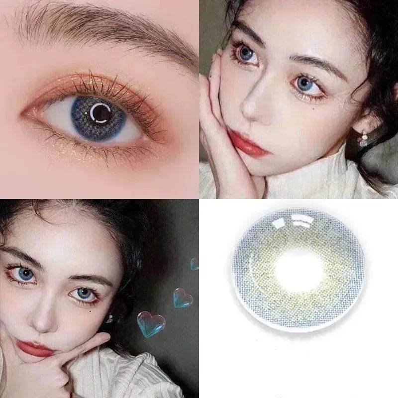 2 pieces Annual throw Russian girl blue color contacts lenses