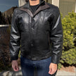 BOL Men's Double Collar Leather Bomber Jacket