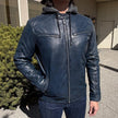 Men’s Hooded Leather Jacket. Sheep Leather Jacket with Removable Hood