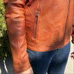 BOL Men’s Zip Pocket Leather Jacket. Sheep Leather Jacket with Fold-Down Collar