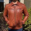 BOL Men’s Zip Pocket Leather Jacket. Sheep Leather Jacket with Fold-Down Collar