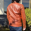 BOL Men’s Zip Pocket Leather Jacket. Sheep Leather Jacket with Fold-Down Collar
