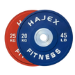 HAJEX Olympic Competition Steel Hub Bumper Plates Colored - 15, 25, 35, 45, 55 LB