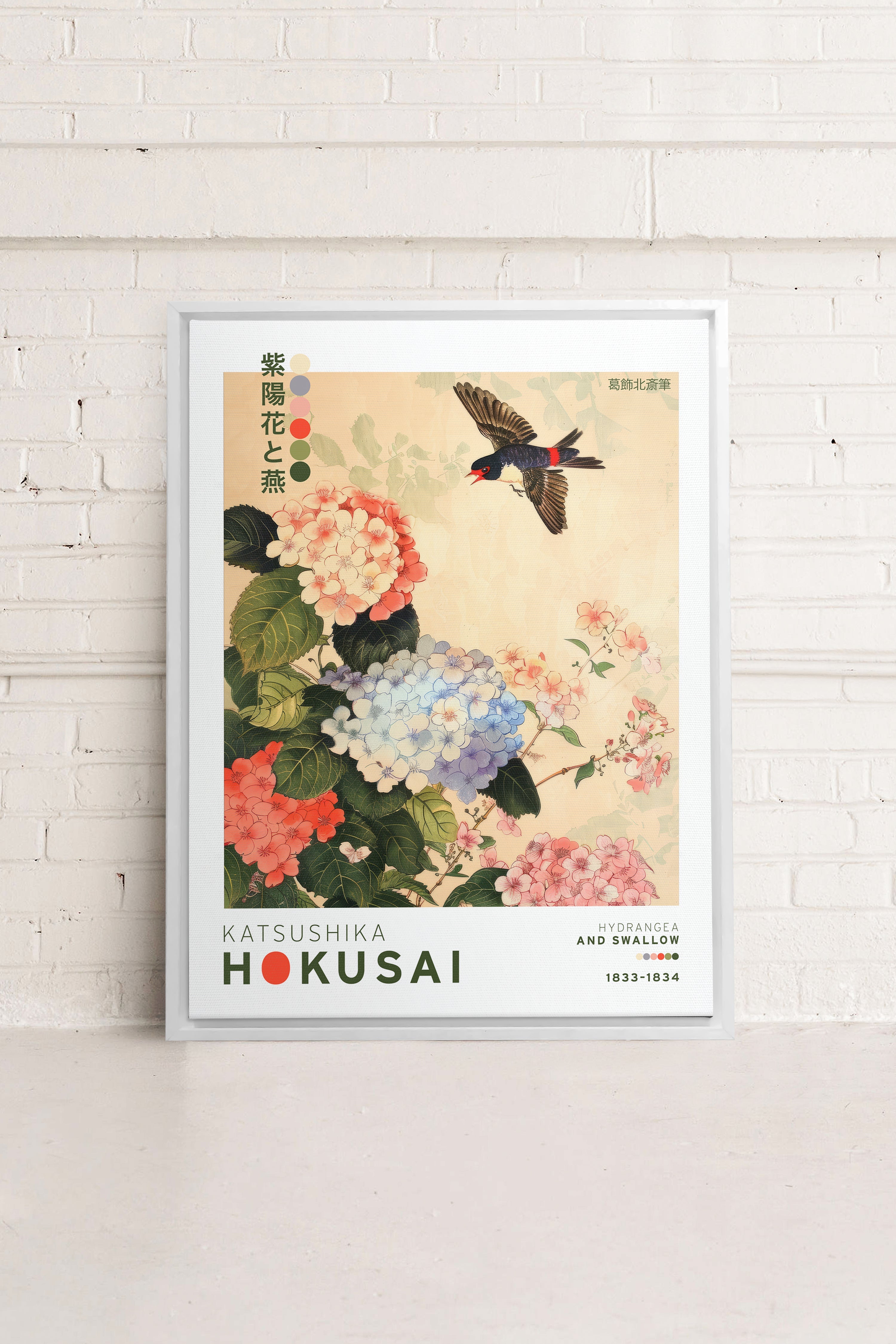 HYDRANGEA AND SWALLOW, Oeuvre sur toile étirée