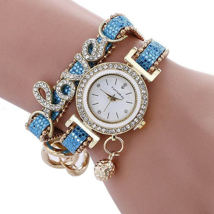 Fashion Women Rhinestone Leather Bracelet watch