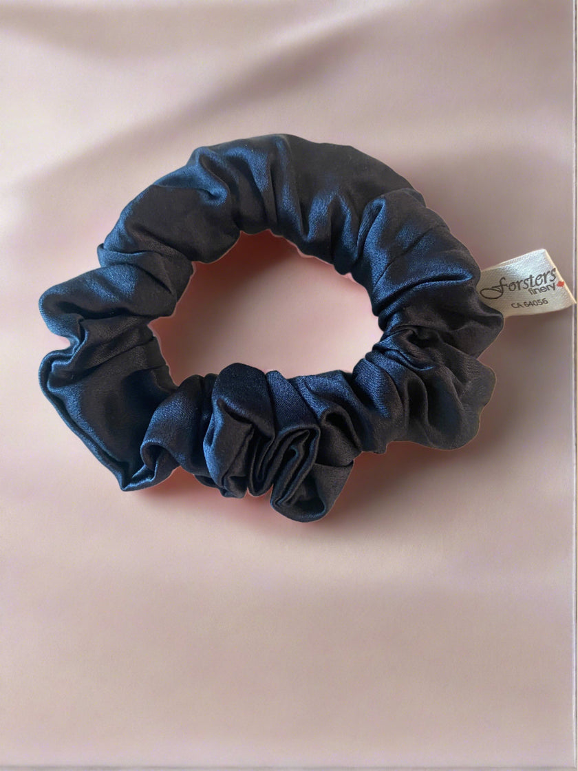 Silk Hair Scrunchie Navy Blue