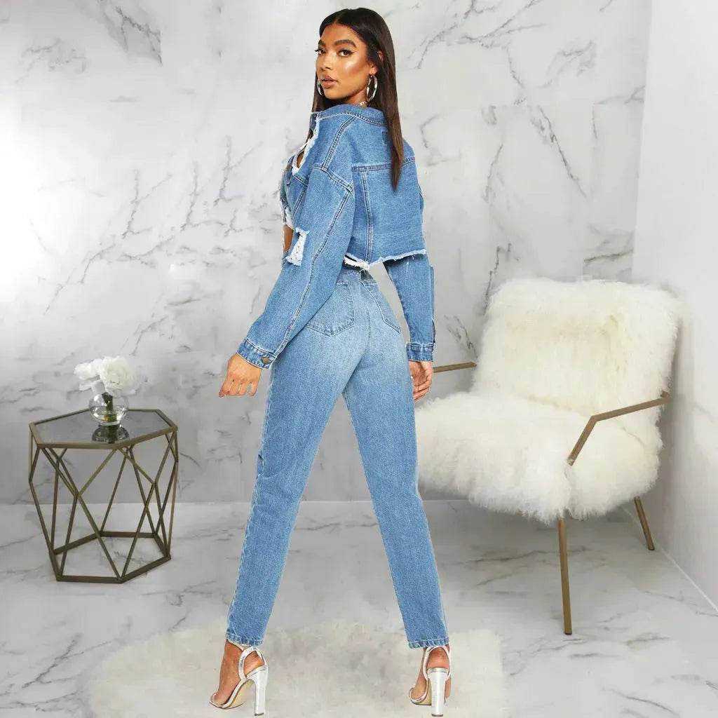 Y2K Fashion Women Street Denim Jeans Cropped Jacket