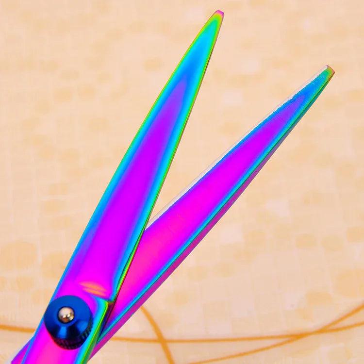 Professional Pet Grooming Scissors Set – Rainbow Iridescent Stainless Steel Shears for Dogs & Cats