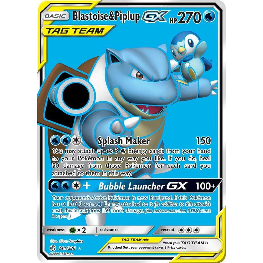 Blastoise & Piplup GX (Full Art) (214/236) (SM12)