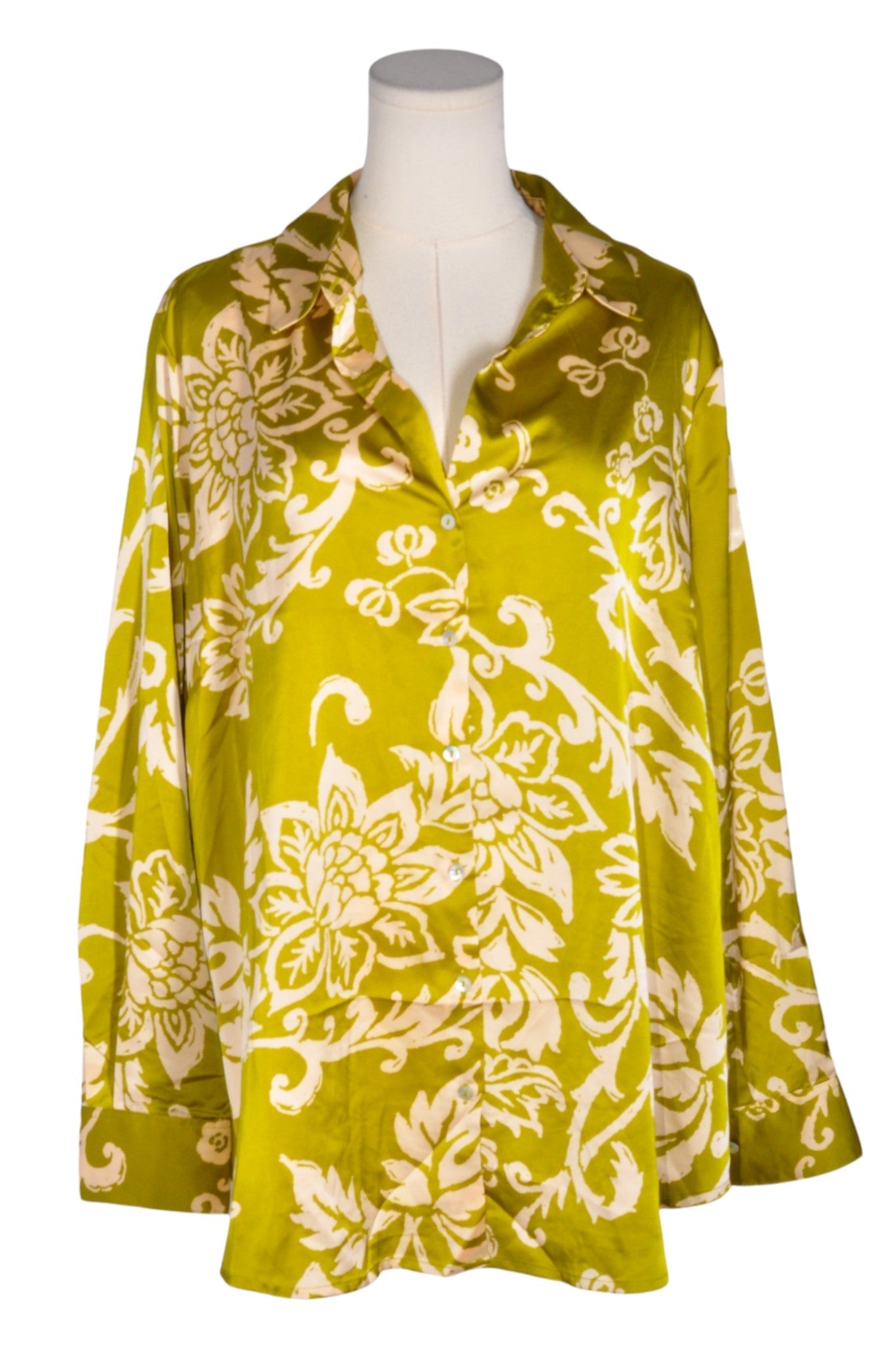 HAVER Women Button Down Tops Regular fit in Green - 1X