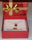 Natural Garnet Heart Pendant Necklace - 10KT Gold