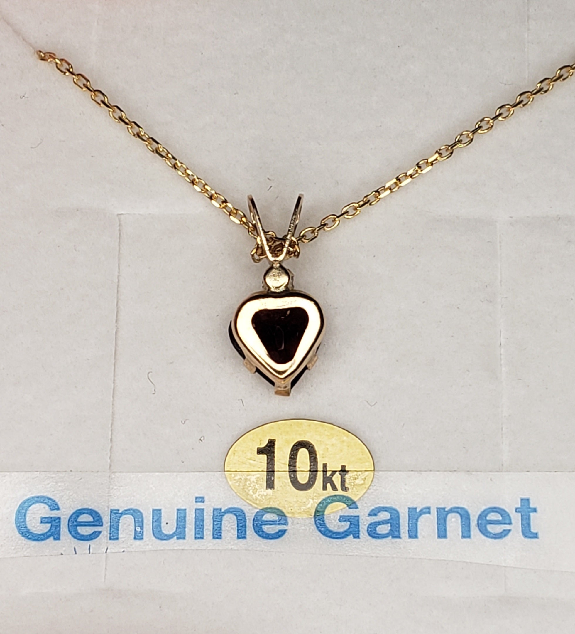 Natural Garnet Heart Pendant Necklace - 10KT Gold