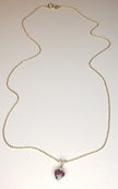 Natural Garnet Heart Pendant Necklace - 10KT Gold