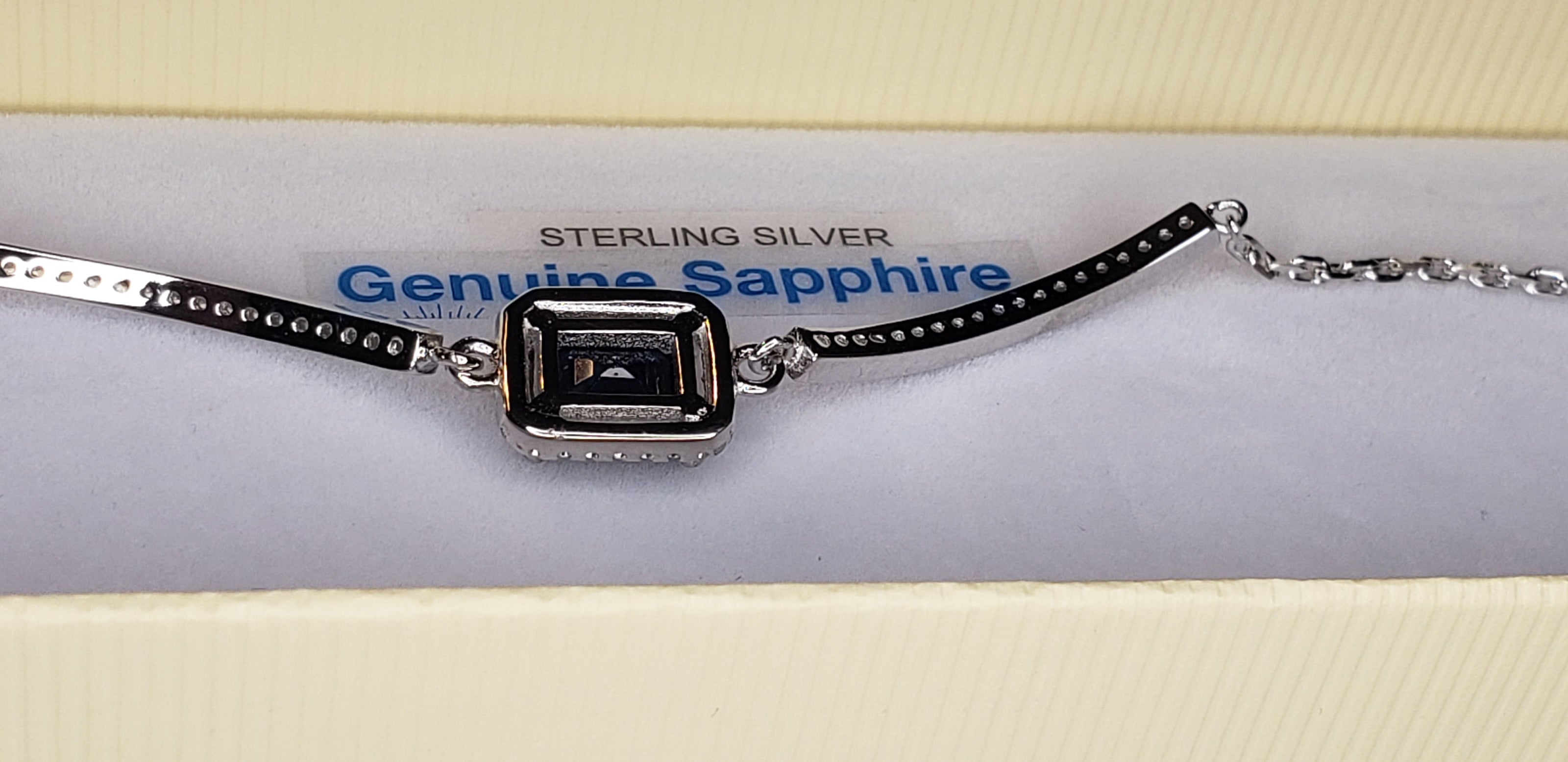 Natural Blue Sapphire Sterling Silver Bracelet