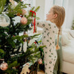 Wreaths Print on Off-White PJ Set | Petit Lem