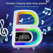 2025 New B-Shaped Portable Bluetooth Speaker Multifunctional Smart Music Rhythm LED Lighting Phone Wireless Charger TF Card AUX Input Standard Mode