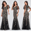 Women's Elegant Black Embroidered Evening Dress – Formal Party Gown for Weddings & Special Occasions