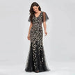 Women's Elegant Black Embroidered Evening Dress – Formal Party Gown for Weddings & Special Occasions