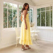 2025 Summer Suspender Spaghetti Strap Long Dresses With Bow Pleat Design Fashion Sweet Bow Beach Dress For Womens Clothing