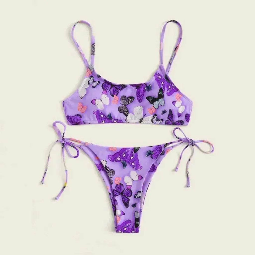 2025 Summer Vibe Flowers Print  Charming Bikini for Beach Swimming Fashion Push Up Swimsuit Womens Clothing