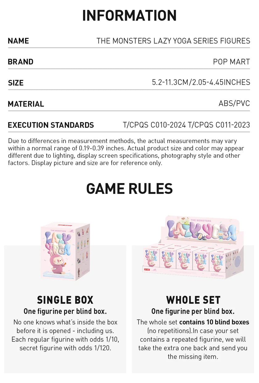 Labubu - The Monsters Lazy Yoga Series Figures Blind Box (1 Random Box)