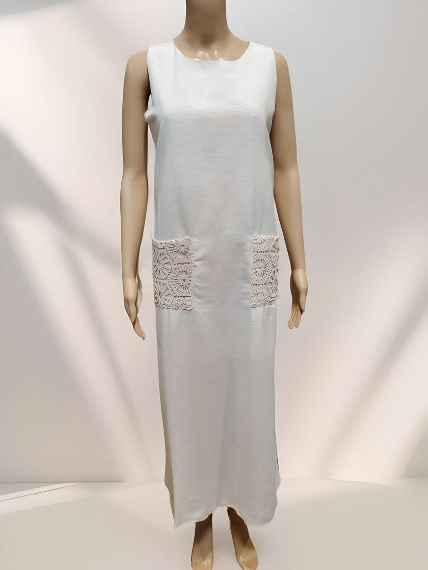 Sleeveless Crochet Pocket Dress