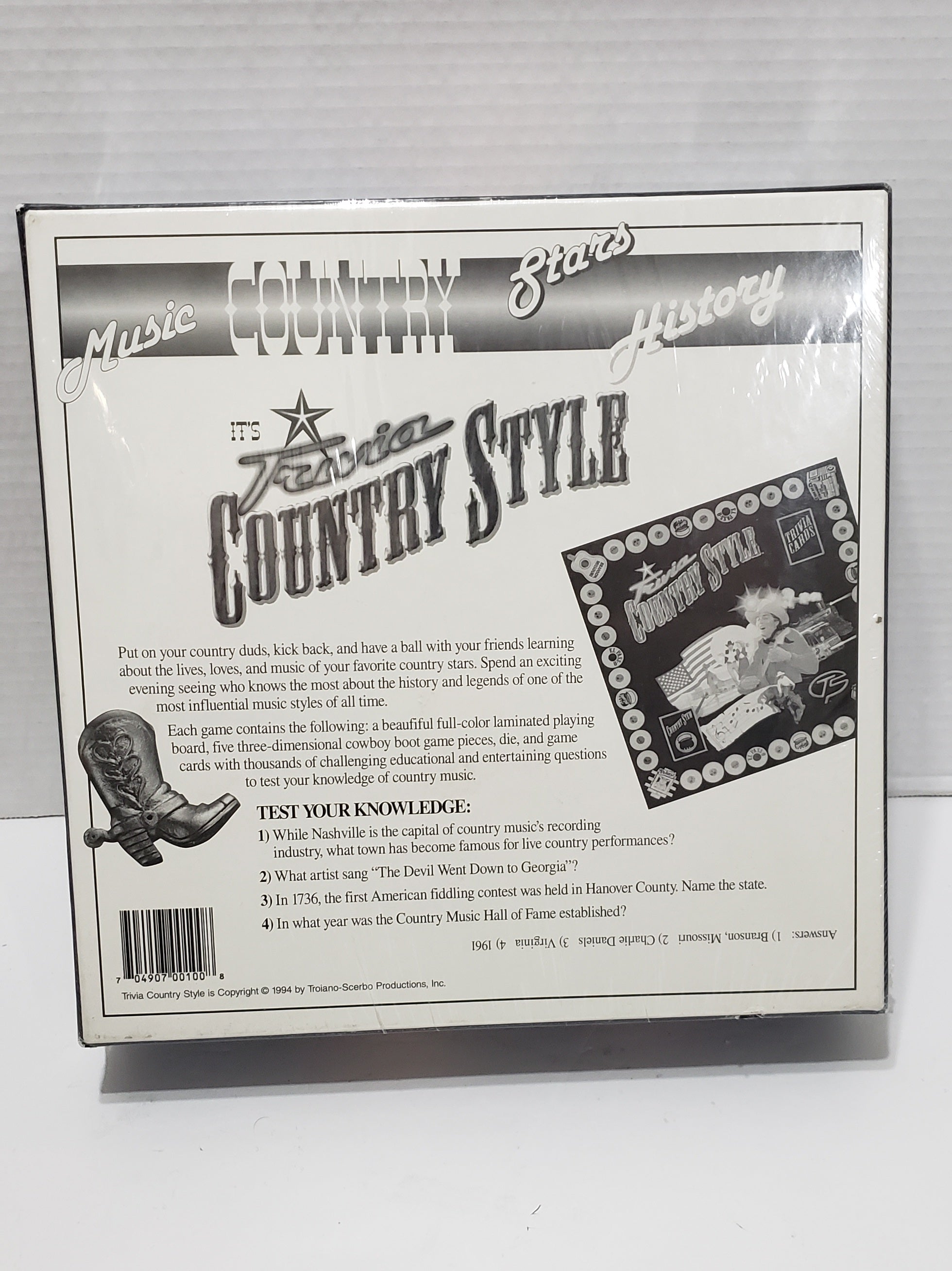 Trivia Country Style Board Game - Vintage 1994