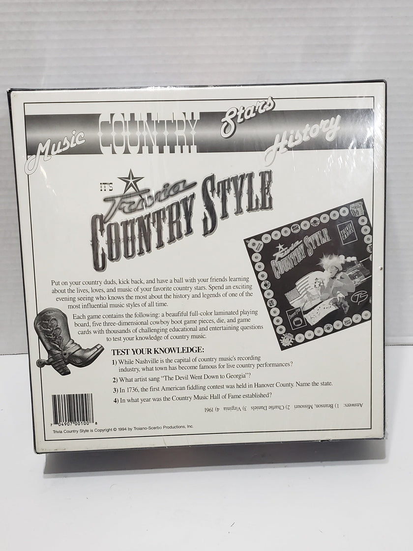 Trivia Country Style Board Game - Vintage 1994