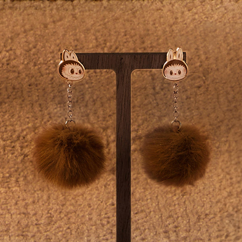 [pre order] Warm Fluffy Holiday Series-LABUBU Pompom Earring