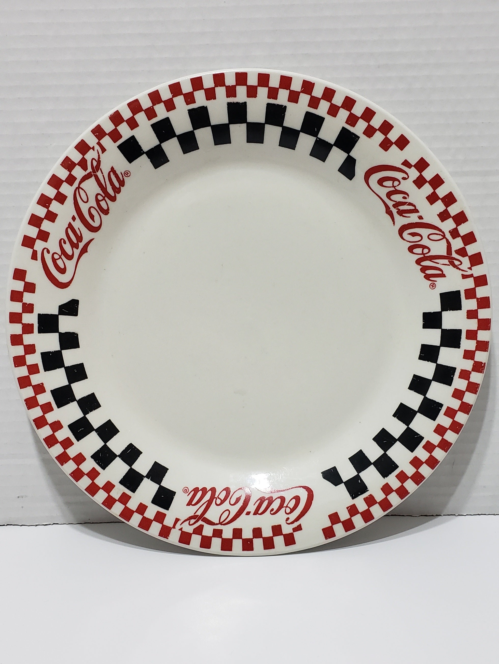 Coca-Cola Dinner Plate, Red/White/Black Checkered - Vintage 1996